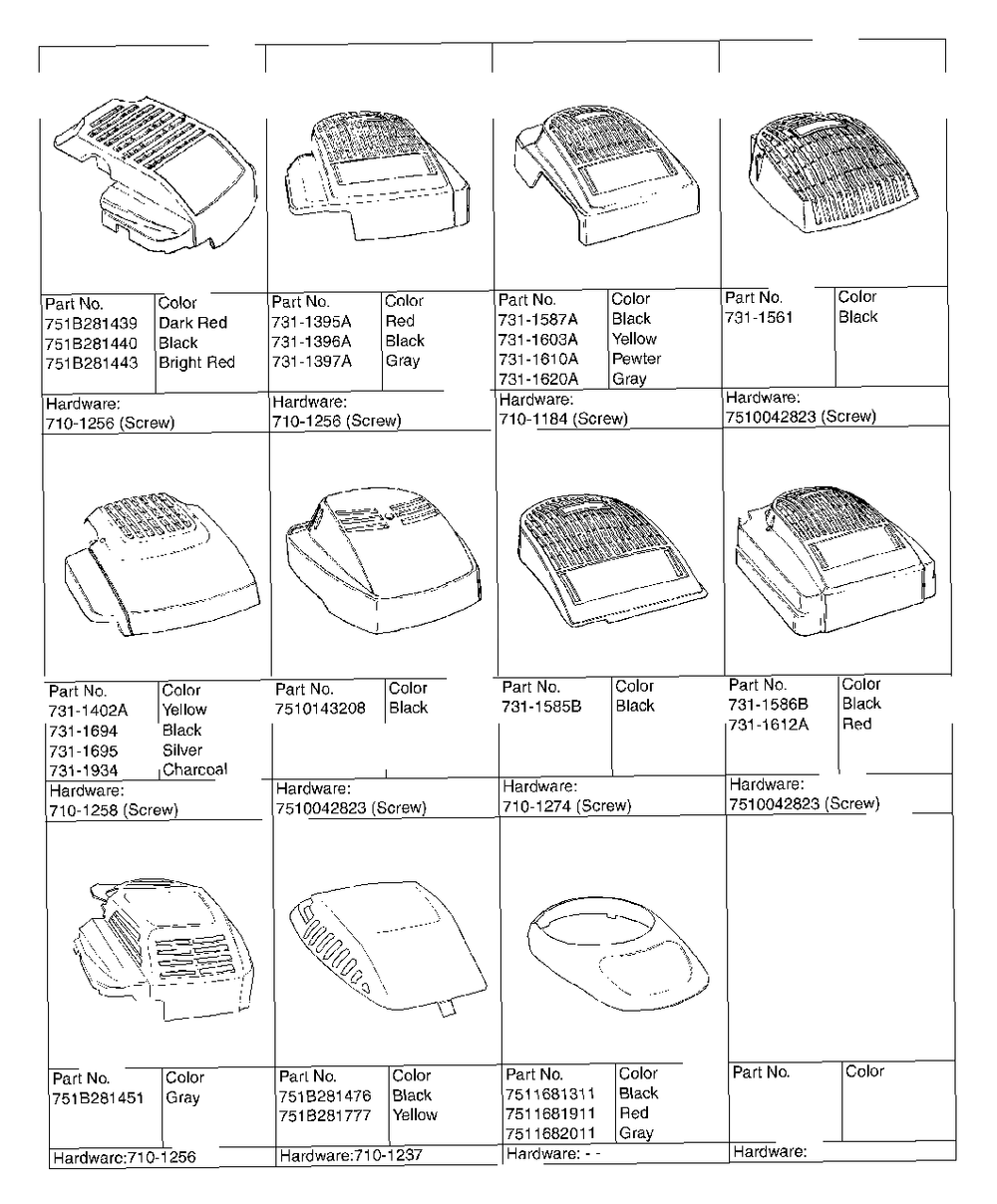 Engine Shrouds Diagram and Parts List for 12A-459S762 2000 Yard Machines Lawn Mower